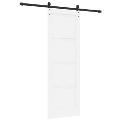 Porte Coulissante avec Ensemble de Matériel Blanche 73,5x211 cm en Bois de Pin Massif 