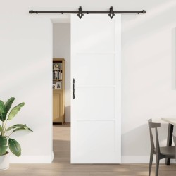 Porte coulissante avec quincaillerie blanche 78x232 cm en bois massif de pin 