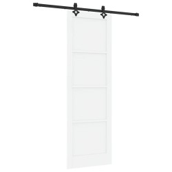 Porte coulissante avec quincaillerie blanche 78x232 cm en bois massif de pin 