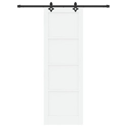 Porte coulissante avec quincaillerie blanche 78x232 cm en bois massif de pin 