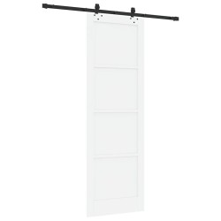 Porte coulissante avec quincaillerie blanche 78x232 cm en bois massif de pin 