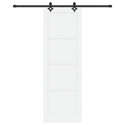 Porte Coulissante avec Ensemble de Quincaillerie Blanche 78x232 cm Bois de Pin Solide 