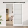 Porte Coulissante avec Matériel 'ORKDAL'Bois Solide Blanc et Verre 