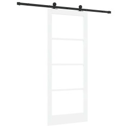 Porte Coulissante avec Matériel 'ORKDAL'Bois Solide Blanc et Verre 