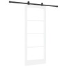 Porte Coulissante avec Matériel 'ORKDAL'Bois Solide Blanc et Verre 
