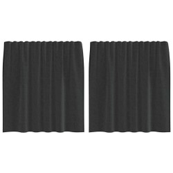 Rideaux en voile avec passe-tringles 2 pcs noir 