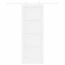 Porte coulissante avec kit de quincaillerie blanche 78x211 cm en pin massif 
