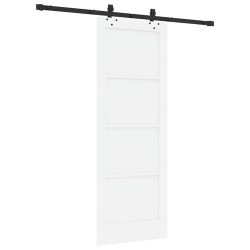 Porte coulissante avec kit de quincaillerie blanche 73,5 x 198,5 cm en bois massif de pin 