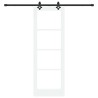 Ensemble de porte coulissante avec quincaillerie blanche 73,5x211 cm en bois massif de pin 