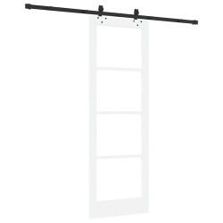 Ensemble de porte coulissante avec quincaillerie blanche 73,5x211 cm en bois massif de pin 