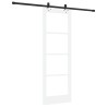 Ensemble de porte coulissante avec quincaillerie blanche 73,5x211 cm en bois massif de pin 