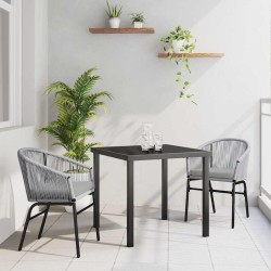Ensemble de salle à manger de jardin 3 pièces - Rattan poly gris 