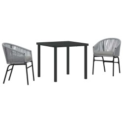 Ensemble de salle à manger de jardin 3 pièces - Rattan poly gris 