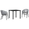 Ensemble de salle à manger de jardin 3 pièces - Rattan poly gris 