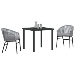 Ensemble de salle à manger de jardin 3 pièces - Rattan poly gris 