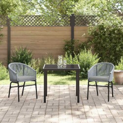 Ensemble de salle à manger de jardin 3 pièces - Rattan poly gris 