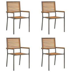Chaises de Jardin 4 pcs Gris, Marron 