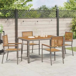 Chaises de Jardin 4 pcs Gris, Marron 
