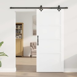 Porte coulissante avec quincaillerie blanche 86x198,5 cm en pin massif 