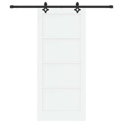 Porte coulissante avec quincaillerie blanche 86x198,5 cm en pin massif 