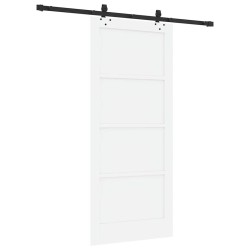 Porte coulissante avec quincaillerie blanche 86x198,5 cm en pin massif 