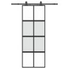 Porte coulissante kit quincaillerie noir 76x205 cm verre trempé 