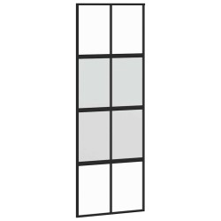 Porte coulissante kit quincaillerie noir 76x205 cm verre trempé 