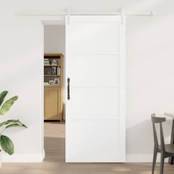 Porte coulissante avec kit Blanc 86x211 cm Bois massif en pin 