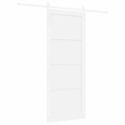 Porte coulissante avec kit Blanc 86x211 cm Bois massif en pin 