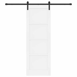 Porte Coulissante avec Matériel Blanche 73,5x211 cm Bois Massif Pin 