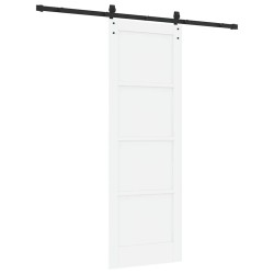 Porte Coulissante avec Matériel Blanche 73,5x211 cm Bois Massif Pin 