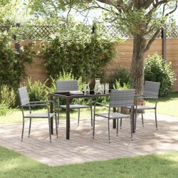 5 meubles de jardin gris en poly rattan 