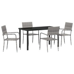5 meubles de jardin gris en poly rattan 