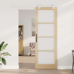 Kit de porte coulissante avec matériel 83x232 cm en bois massif de pin 