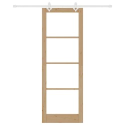 Kit de porte coulissante avec matériel 83x232 cm en bois massif de pin 