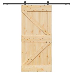 Porte coulissante et kit de quincaillerie 100x210 cm pin massif 