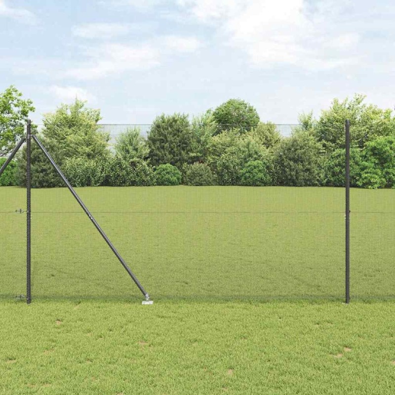 Ensemble de Poteaux de Clôture Set de 2 Gris Acier 25 x 1,5 m 