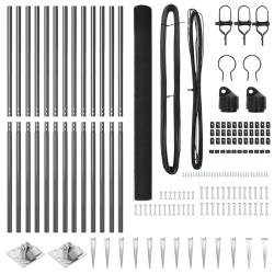 Ensemble de Poteaux de Clôture Set de 2 Gris Acier 25 x 1,5 m 