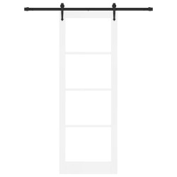 Porte coulissante avec quincaillerie blanche 83 x 232 cm en bois massif de pin 