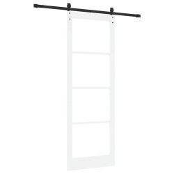 Porte coulissante avec quincaillerie blanche 83 x 232 cm en bois massif de pin 