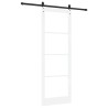 Porte coulissante avec quincaillerie blanche 83 x 232 cm en bois massif de pin 