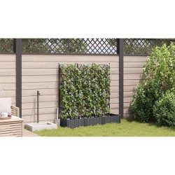 Jardinière avec Treillis 3 pcs Noir 120x40x125.5 cm 