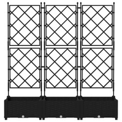 Jardinière avec Treillis 3 pcs Noir 120x40x125.5 cm 