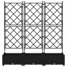 Jardinière avec Treillis 3 pcs Noir 120x40x125.5 cm 