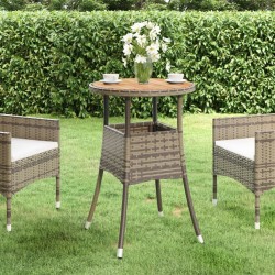 Table de jardin Ø60x75 cm Acacia et résine tressée Gris 
