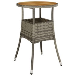 Table de jardin Ø60x75 cm Acacia et résine tressée Gris 
