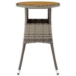 Table de jardin Ø60x75 cm Acacia et résine tressée Gris 
