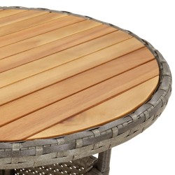 Table de jardin Ø60x75 cm Acacia et résine tressée Gris 