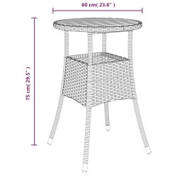 Table de jardin Ø60x75 cm Acacia et résine tressée Gris 