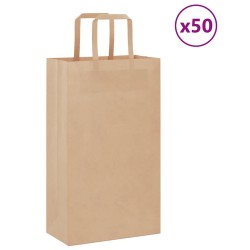 Sacs en papier 50 pcs avec poignées marron 21x11x36 cm 
